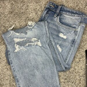 Flying monkey jeans. Apart - Super High Rise Distressed Crop Straight Jeans